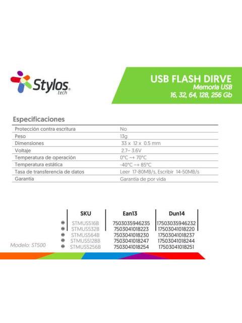 MEMORIA USB STYLOS ST500 256GB USB 2.0 PLATA - Imagen 8