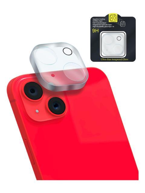 MICA PROTECTORA ADHESIVA PARA LENTE CAMARA DE CELULAR PARA IPHONE 14 A2649 14 PLUS A2632 SLIM COMPANY CRISTAL TEMPLADO 9H RESISTENTE A GOLPES Y RAYONES FACIL INSTALACION Y TRANSPARENCIA TOTAL