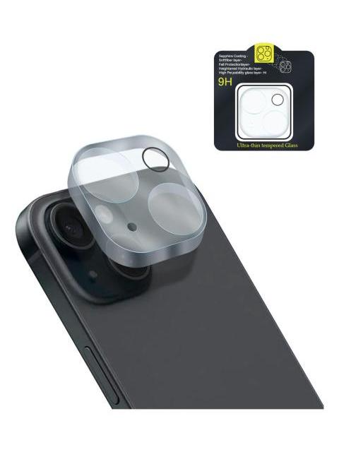 MICA PROTECTORA ADHESIVA PARA LENTE CAMARA DE CELULAR PARA IPHONE 15 A2846 15 PLUS A2847 SLIM COMPANY CRISTAL TEMPLADO 9H RESISTENTE A GOLPES Y RAYONES FACIL INSTALACION Y TRANSPARENCIA TOTAL