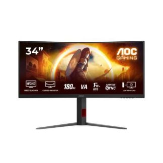 MONITOR GAMER CURVO AOC CU34G4 LED 34 3440X1440 ULTRA WIDE QUAD HD FREESYNC 180HZ HDMI-DISPLAYPORT NEGRO