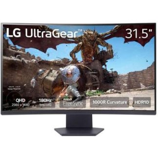 MONITOR GAMER CURVO LG ULTRAGEAR 32GS60QC LED 31.5 2560X1440 FREESYNC 180HZ HDMI-DISPLAYPORT NEGRO