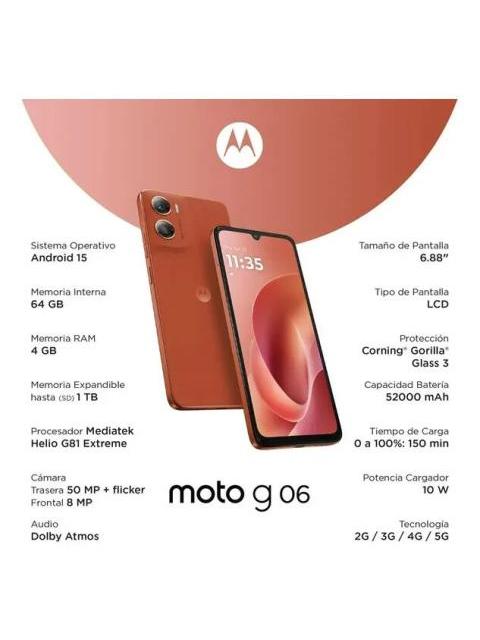 MOTO G06 256 DUAL SIM 128 GB NARANJA 4 GB RAM - Imagen 8