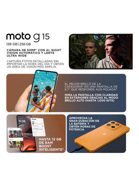 MOTOROLA G15 DUAL SIM 256GB 4GB RAM GRIS - Imagen 6