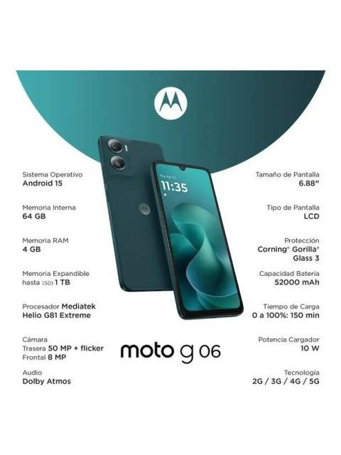 MOTOROLA MOTO G06 64GB - 4GB RAM DUAL IP64 AZUL AZUL - Imagen 3