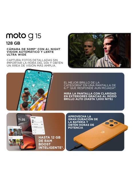 MOTOROLA MOTO G15 128GB 4GB RAM NARANJA - Imagen 4