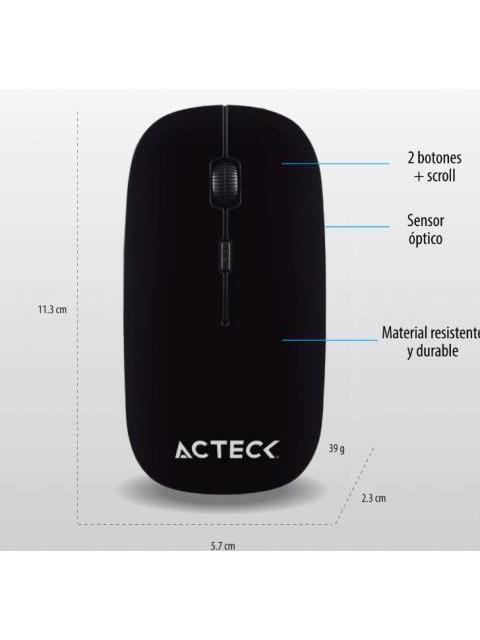 MOUSE ACTECK OPTICO OPTIMIZE MI240 INALAMBRICO USB 1200DPI NEGRO - Imagen 3