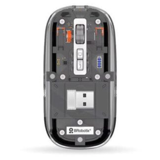 MOUSE ERGONOMICO BROBOTIX 6000823 INALAMBRICO OPTICO 1.600DPI USB-C TRANSPARENTE