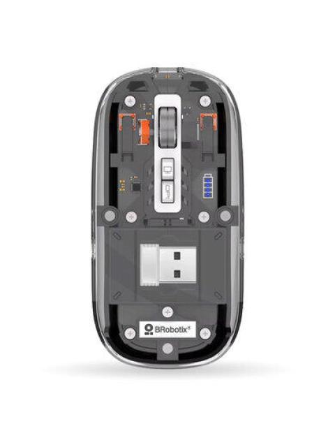 MOUSE ERGONOMICO BROBOTIX 6000823 INALAMBRICO OPTICO 1.600DPI USB-C TRANSPARENTE