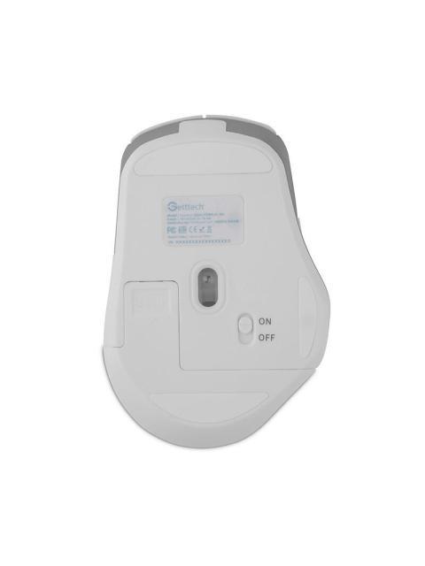 MOUSE ERGONOMICO GETTTECH WIRELESS 6D OFFICE INALAMBRICO BLUETOOTH USB 7200DPI PLATA-BLANCO - Imagen 2