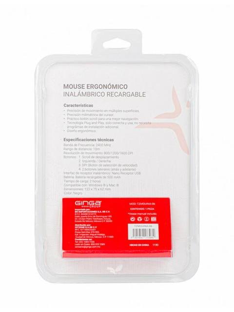 ?MOUSE ERGONOMICO TECHZONE VERTICAL TZMOUINA-06 INALAMBRICO USB NEGRO - Imagen 6
