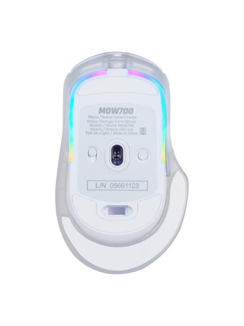 MOUSE GAMER GAME FACTOR OPTICO MOW700 INALAMBRICO BLUETOOTH USB 26.000DPI BLANCO - Imagen 4