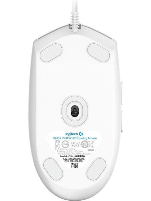 MOUSE GAMER LOGITECH OPTICO G203 LIGHTSYNC ALAMBRICO USB 8000DPI BLANCO - Imagen 5