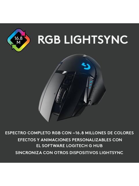 MOUSE GAMER LOGITECH OPTICO G502 HERO LIGHTSPEED INALAMBRICO USB 16000DPI NEGRO - Imagen 6