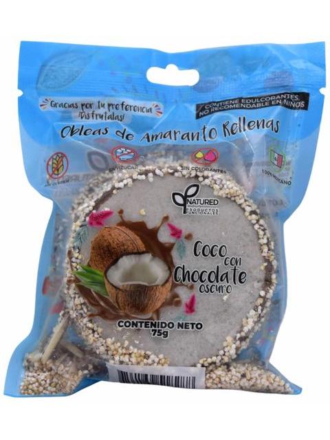 OBLEAS AMARANTO COCO CHOCOLATE OSCURO 75 G NATURED C 10