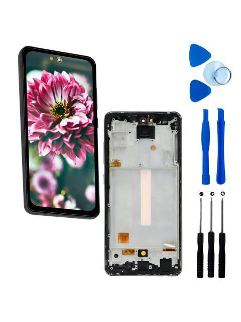 PANTALLA PARA SAMSUNG A52 4G A525M AMOLED COMPLETA CON MARCO REPUESTO PARA CELULAR SLIM COMPANY NEGRO