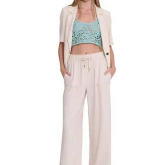 PANTALON ANCHO DE LINO BEIGE HOLLY LAND