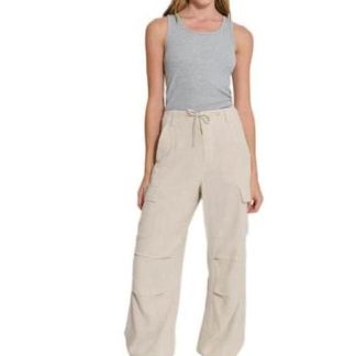PANTALON CARGO DE LINO BEIGE HOLLY LAND