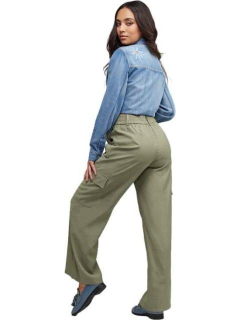 PANTALON RECTO CINTURA ALTA VERDE OLIVO HOLLY LAND - Imagen 3