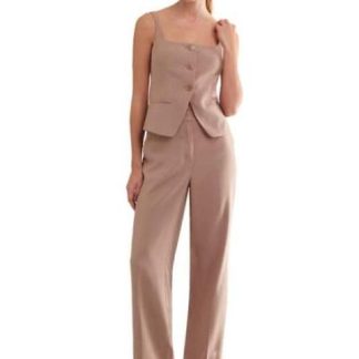 PANTALON CINTURA REGULAR CORTE RECTO TAUPE HOLLY LAND