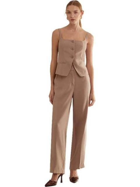 PANTALON CINTURA REGULAR CORTE RECTO TAUPE HOLLY LAND - Imagen 3