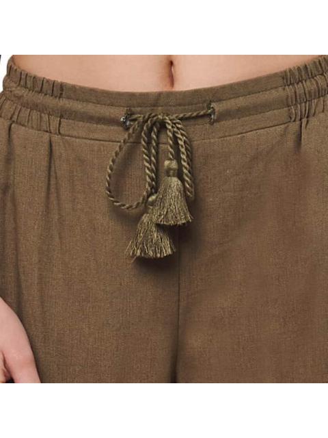 PANTALON RECTO DE LINO VERDE OLIVO HOLLY LAND - Imagen 6