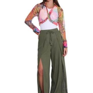 PANTALON DE LINO VERDE OLIVO HOLLY LAND