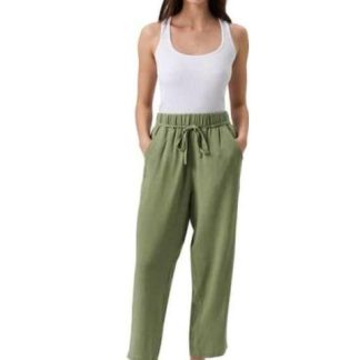 PANTALON LINO VERDE OLIVO HOLLY LAND