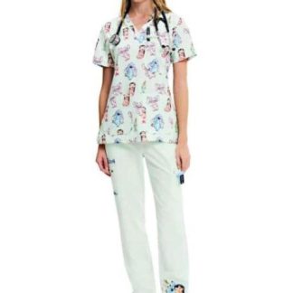 PANTALON PIJAMA QUIRURGICA DAMA AZUL MENTA DISNEY