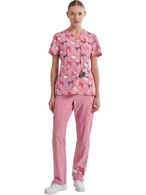 PANTALON PIJAMA QUIRURGICA DAMA PALO DE ROSA HELLO KITTY AND FRIENDS