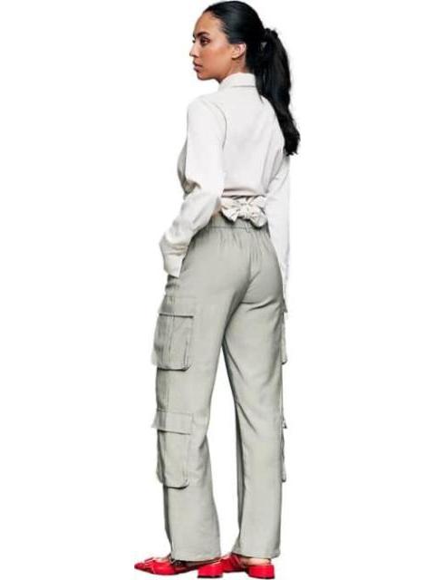 PANTALON RECTO CINTURA ALTA VERDE OLIVO HOLLY LAND - Imagen 5