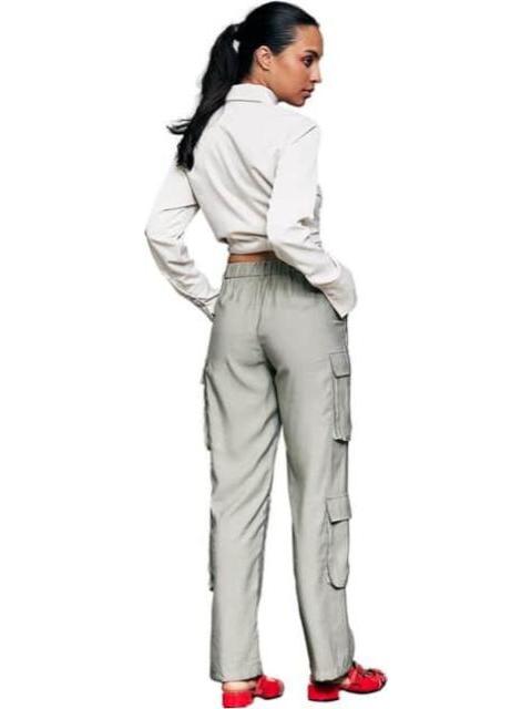 PANTALON RECTO CINTURA ALTA VERDE OLIVO HOLLY LAND - Imagen 6