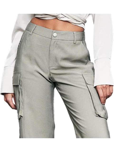PANTALON RECTO CINTURA ALTA VERDE OLIVO HOLLY LAND - Imagen 7