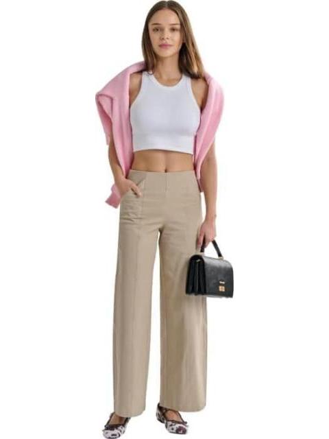 PANTALON WIDE LEG BEIGE HOLLY LAND - Imagen 3