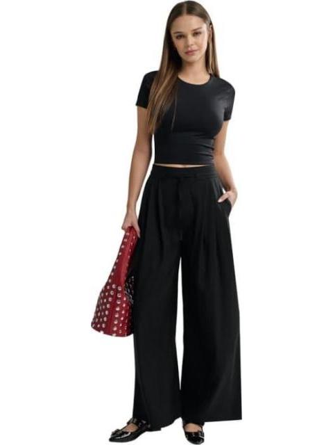 PANTALON WIDE LEG NEGRO HOLLY LAND - Imagen 2