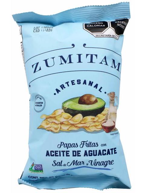 PAPAS ACEITE DE AGUACATE SAL DE MAR VINAGRE 40 G ZUMITAM