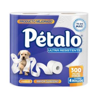 PAPEL HIGIENICO PETALO 300 HOJAS 4 ROLLOS