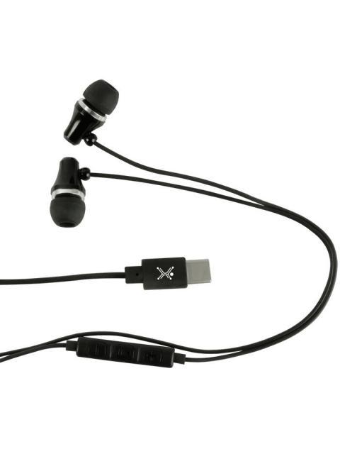 PERFECT CHOICE AUDIFONOS INTRAURICULARES CON MICROFONO GLISSANDO ALAMBRICO 1.2 METROS USB-C NEGRO - Imagen 2