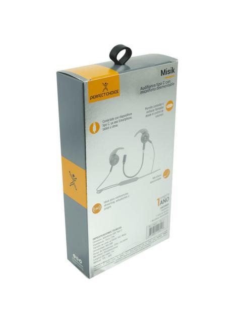 PERFECT CHOICE AUDIFONOS INTRAURICULARES CON MICROFONO MIZIK ALAMBRICO USB-C BLANCO - Imagen 5