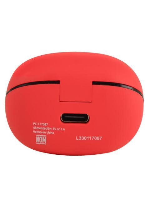 PERFECT CHOICE AUDIFONOS INTRAURICULARES CON MICROFONO TWS MINI TINY BEATS INALAMBRICO BLUETOOTH USB-C ROJO - Imagen 5