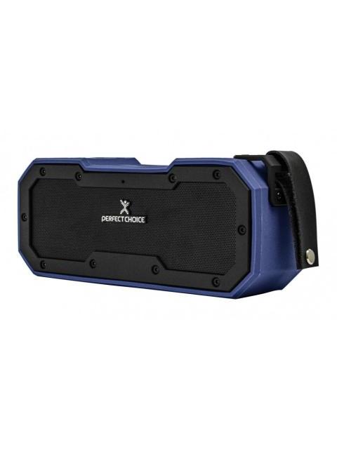PERFECT CHOICE BOCINA PORTATIL FORTE BLUETOOTH INALAMBRICO 10W RMS USB NEGRO-AZUL - RESISTENTE AL AGUA