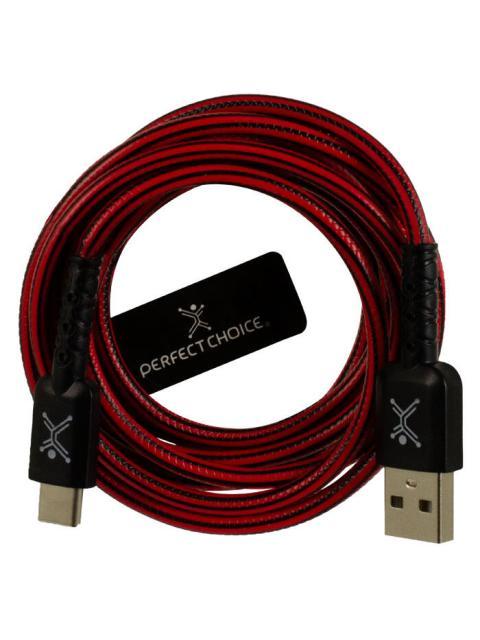 PERFECT CHOICE CABLE USB A MACHO - USB C MACHO 2 METROS NEGRO-ROJO