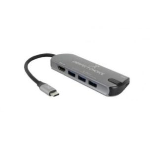 PERFECT CHOICE HUB USB C MACHO - 3X USB A HEMBRA GRIS