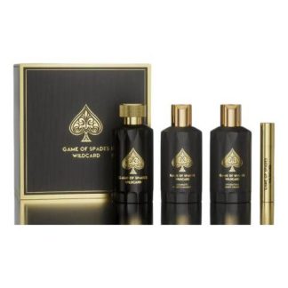 PERFUME JO MILANO GAME OF SPADES WILDCARD SET 4 PIEZAS AMADERADO