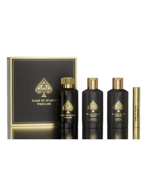 PERFUME JO MILANO GAME OF SPADES WILDCARD SET 4 PIEZAS AMADERADO
