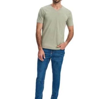 PLAYERA BASICA MANGA CORTA CUELLO V VERDE NEXT CO