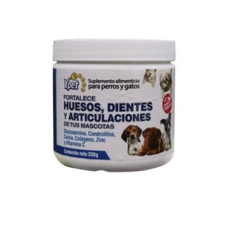 POLVO FORTALECE HUESOS DIENTES Y ARTICULACIONES SABOR POLLO 220 G YPET SUPLEMENTOS ALIMENTICIOS PARA PERROS Y GAT