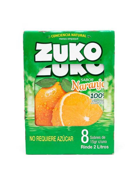 POLVO PARA PREPARAR BEBIDA ZUKO SABOR NARANJA PAQUETE CON 8 SOBRES