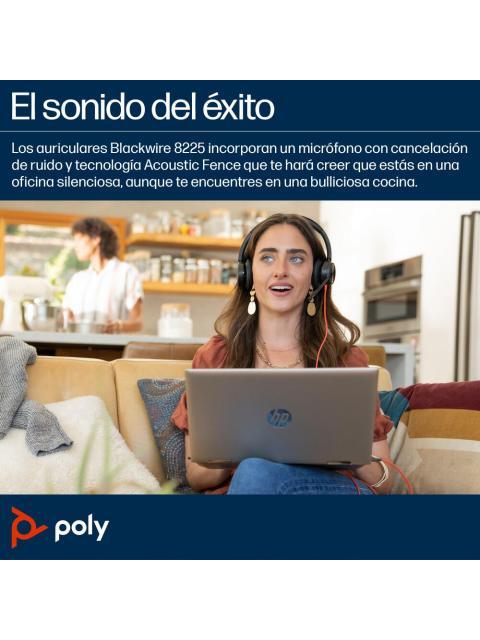 POLY AUDIFONOS BLACKWIRE 8225 ALAMBRICO USB - Imagen 4