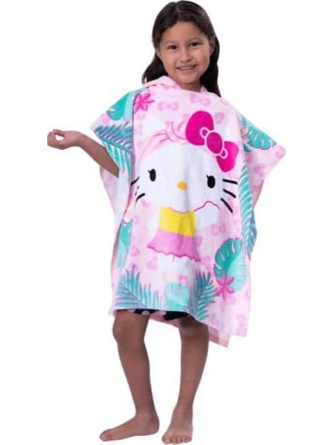 PONCHO CON CAPUCH A PARA ALBERCA INFANTIL 60 CM X 60 CM- 3 A 8 AÑOS MULTICOLOR HELLO KITTY