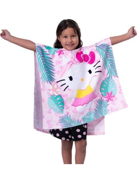 PONCHO CON CAPUCH A PARA ALBERCA INFANTIL 60 CM X 60 CM- 3 A 8 AÑOS MULTICOLOR HELLO KITTY - Imagen 3